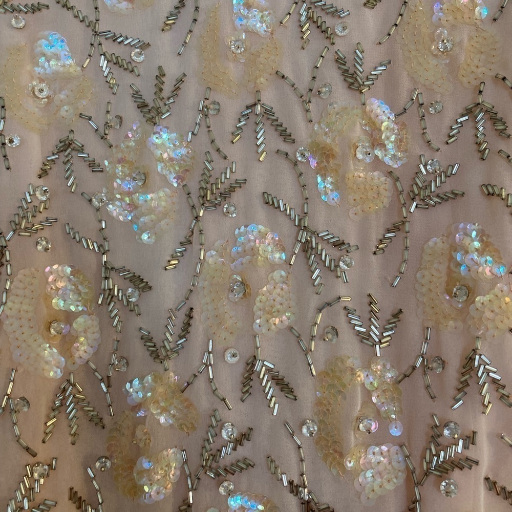 VICTORIA Royal ltg . Vintage light peach beaded / sequins long dress SZ 10 - Picture 4 of 15